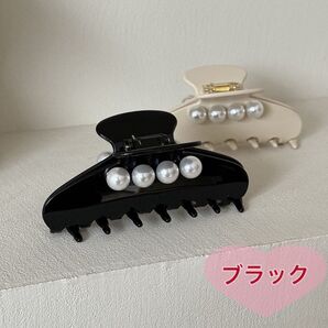 クリップ パール バレッタ バンス 大きめ レディース 韓国 ヘアアクセサリー ヘアクリップ 黒 髪留め 高見え