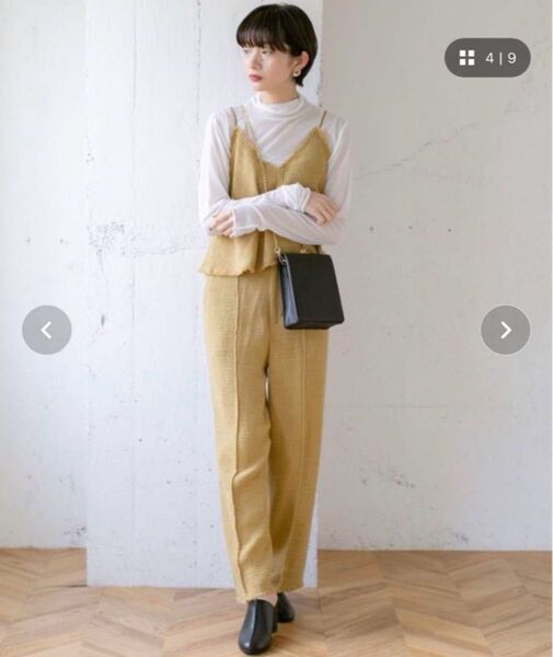 kbf フリンジセンタープレスパンツ ベージュ