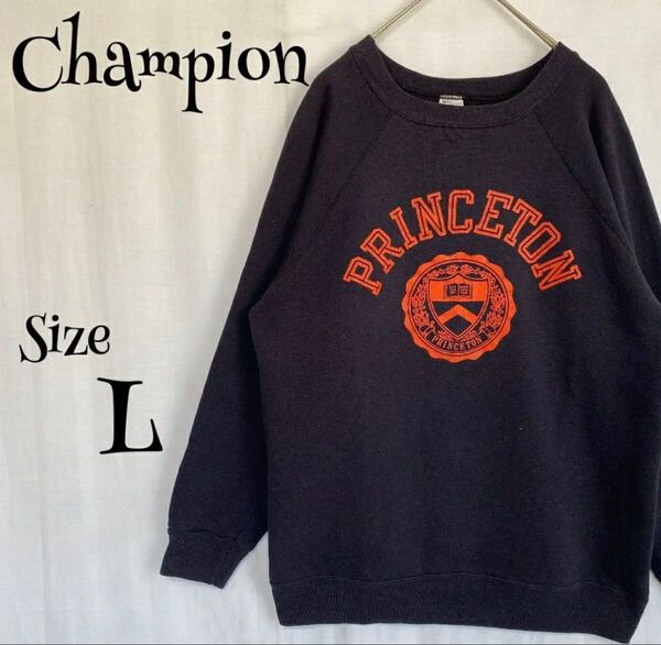 80's ヴィンテージ champion チャンピオン スウェット トレーナー USA製 カレッジ クルーネック プリント