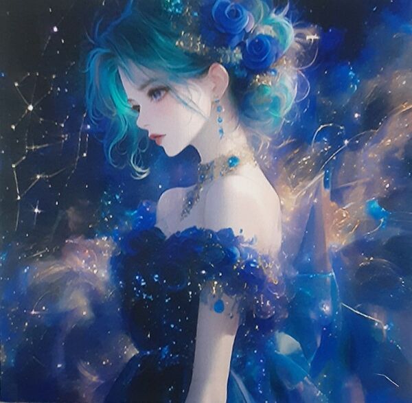 バネル生地 4枚 A-37 星空と少女