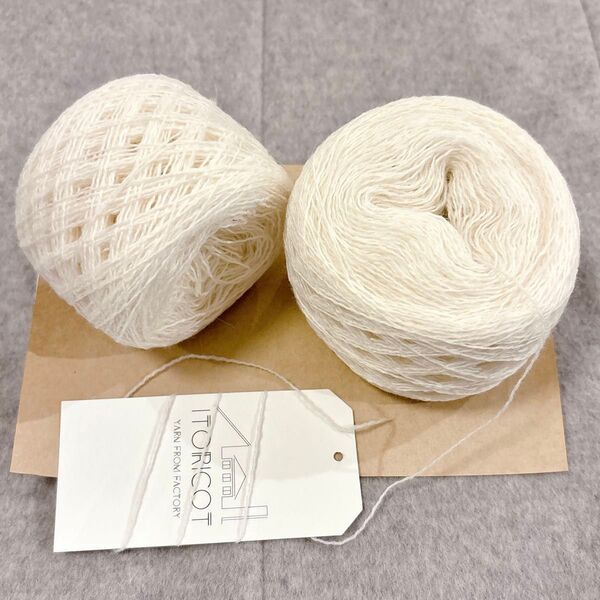 ITORICOT◆毛糸 カシミヤ100% 2/28 オフホワイト 20g×2玉 おすそ分け小巻 イトリコ 工業糸 編み物