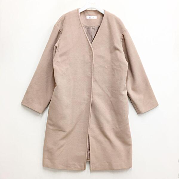 CECIL McBEE セシルマクビー ノーカラーコート ベージュ