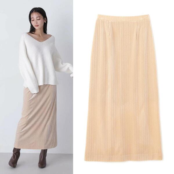 NATURAL BEAUTY BASIC ナチュラルビューティーベーシック ベロアジャガードナロースカート