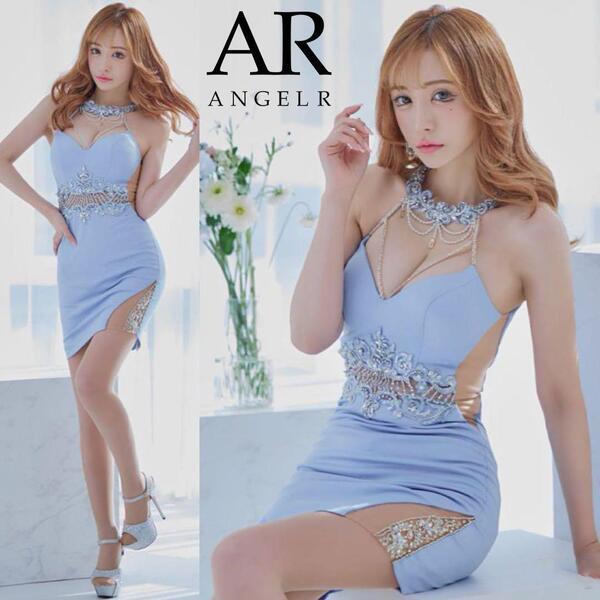 AngelR エンジェルアール デコルテパールチェーンビジューウエストシースルーミニドレス トランキルブルー