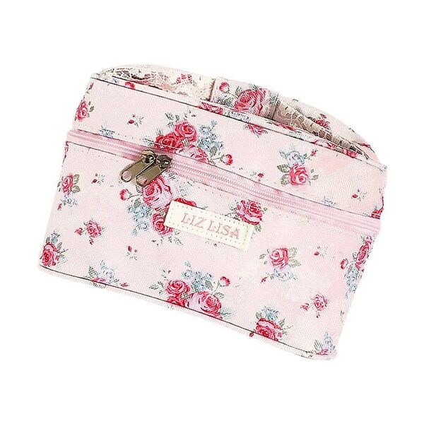 新品 lizlisa リズリサ ローズ柄 花柄 リボン りぼん 薔薇 バラ柄 フリル バニティ ポーチ ピンク 化粧ポーチ