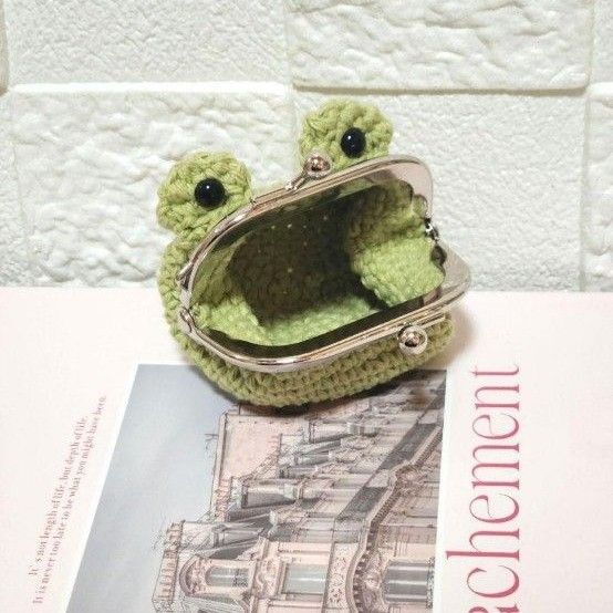 かえるのがま口 小銭入れ ハンドメイド ハンドメイド