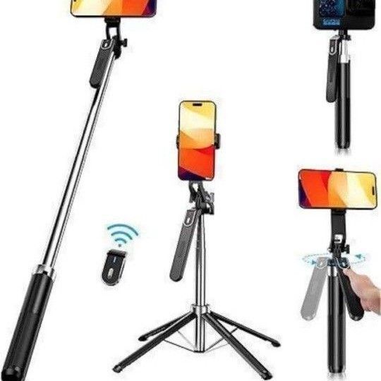 自撮り棒 三脚 スマホ カメラ 四脚付き リモコン付き 360度 gopro対応 セルカ棒 ワイヤレス Bluetooth
