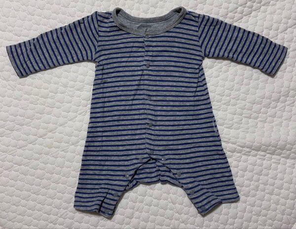 ロンパース ベビー服 ボーダー柄 グレー 60-70サイズ