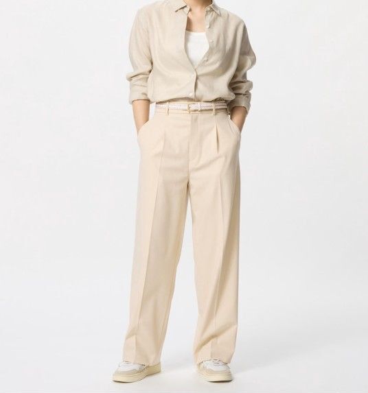 【新品】ユニクロ タックワイドパンツ M ベージュ