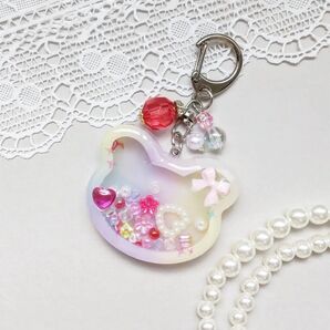 にじいろ あにまる * くま シャカシャカキーホルダー ハンドメイド