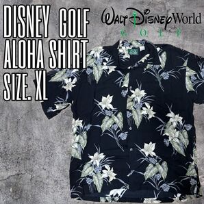 セール! Disney golf ディズニー アロハシャツ XL 黒 花柄 ビンテージ 90s 〜
