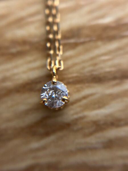 アガット k18 キラキラ 1粒天然ダイヤモンド0.05ct ネックレス 美品!