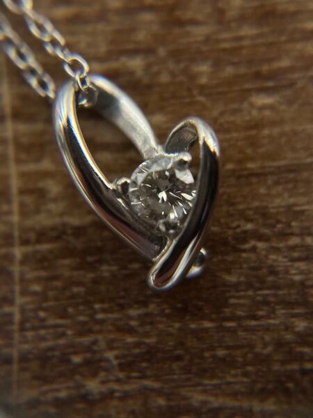 pt900\\pt850 1粒天然ダイヤ0.1カラット プラチナネックレス 美品!