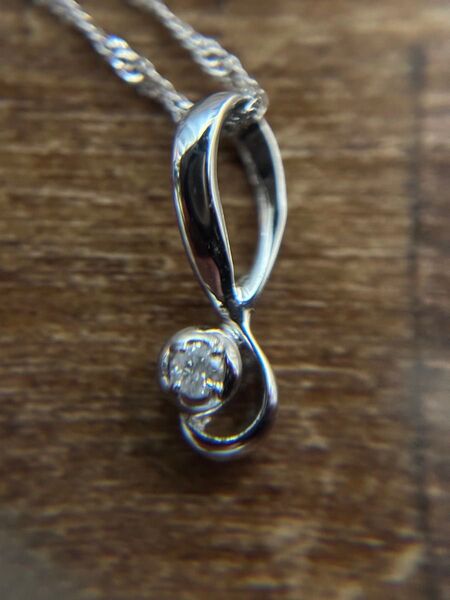 k14WG イタリー 0.02ct ダイヤモンドネックレス 磨き済み ソーティング付き 美品