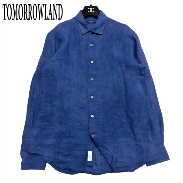 【極美品】トゥモローランド シャツ 24SS リネン100% 長袖 ネイビー S
