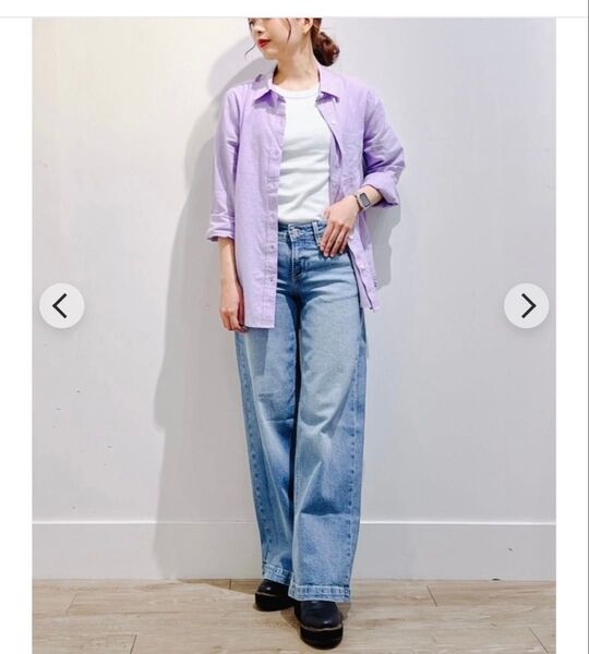 GAP リネンシャツ&リブTシャツセット パープル 薄紫 M.L 定価10,980円
