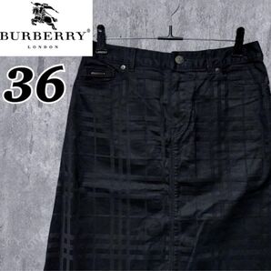 美品★BURBERRY LONDON 膝丈 スカート ノバチェック ブラック