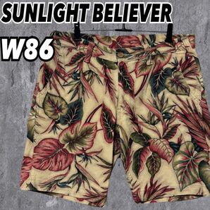 希少★SUNLIGHT BELIEVER ボタニカル柄ハーフパンツ 大きいサイズ