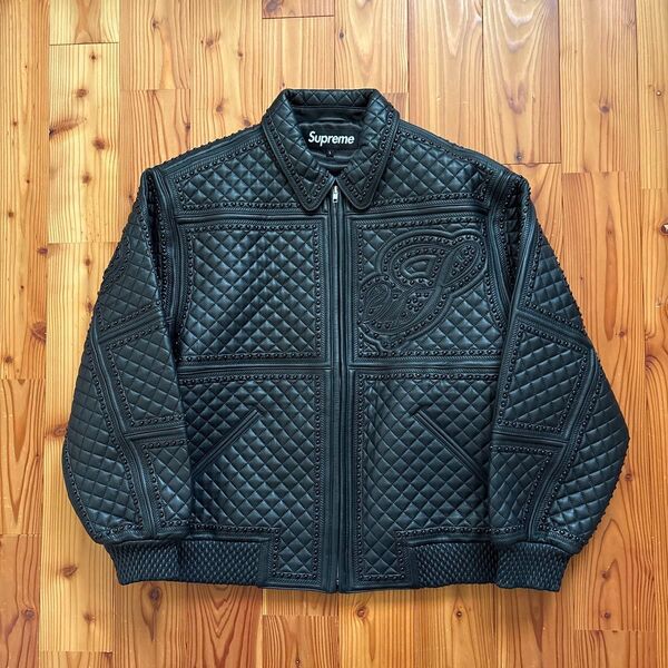 Supreme Studded Quilted Leather Jacket "Black"