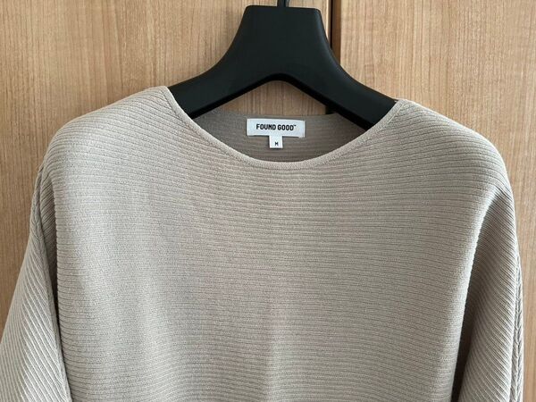 【used】FOUND GOOD 七分袖ニット ベージュ ドルマンスリーブ Mサイズ