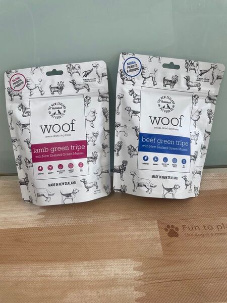 ワフ woof ラムグリーントライプ&緑イ貝 ビーフグリーントライプ&緑イ貝 フリーズドライ おなか 関節 プレミアム トリーツ