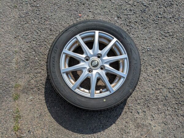 雨に強い 9分山 BluEarth GT AE51 155/65R14 アルミセット4本組 タント NBOX ワゴンR スペーシア