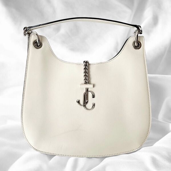 ジミーチュウ ヴァレンヌ ホーボー ワンショルダー ハンドバッグ ホワイト レザー ショルダーバッグ バッグ JIMMY CHOO