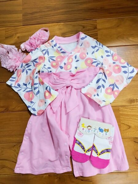 【美品】袴 70 女の子 セット まとめ売り 衣装 袴風 和服 お宮参り 初節句 正月 ロンパース