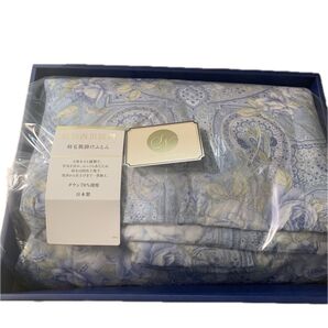 【箱無し圧縮発送】昭和西川謹製 羽毛肌掛けふとん シングル ブルー系 新品 未使用 ダウン70%使用 日本製