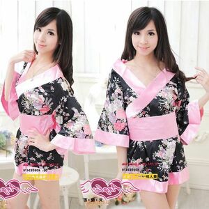  new goods unused free shipping 9171 super popular Mini kimono black ground . beautiful floral print . entering beautiful floral print Japanese style beautiful person costume clothes sexy cosplay yukata Japanese clothes kimono 