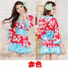  new goods unused free shipping bc3 red color cosplay yukata color taste is red color as a base floral print finishing light blue obi . cuffs skirt . have on make One-piece . very . translation have 