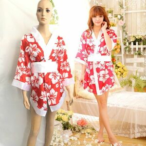  new goods unused free shipping bc16 translation have white color × red color cosplay yukata Japanese clothes sexy costume kimono sexy yukata . shop. uniform Event . party 