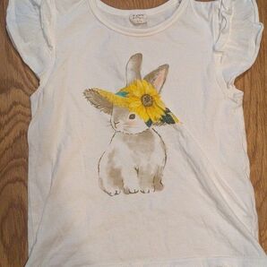 ラポッシェビスキュイ 麦わらうさぎ フリル Tシャツ 110cm
