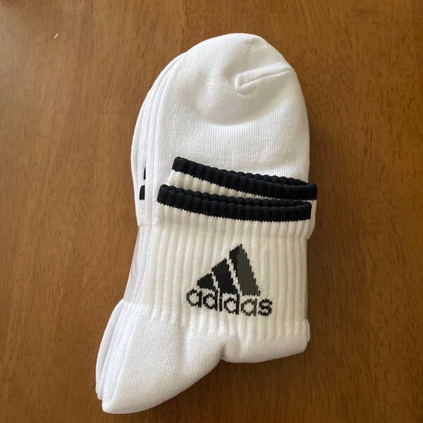 adidas ショートソックス 白×黒 3足セット 25~27cm