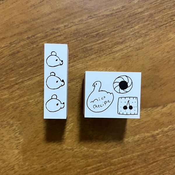 【新品未使用】ニコレシピ スタンプ 2点 あらま。菓子店 くま Nico-Recipe はんこ