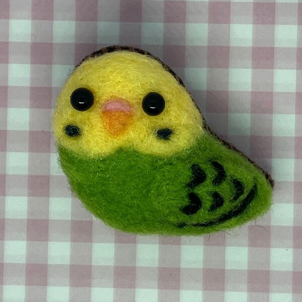 セキセイインコ 羊毛フェルト ブローチ ハンドメイド