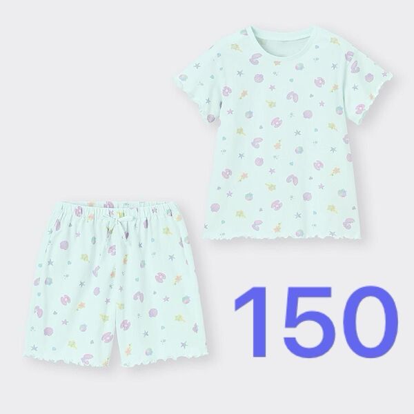 150 GU コットン ラウンジセット ルームウェア 部屋着 上下セット 綿100 パジャマ 女の子