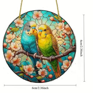 【新品】 セキセイインコ ステンドグラス風 キーホルダー 鳥の雑貨 インテリア雑貨 鳥の飾り