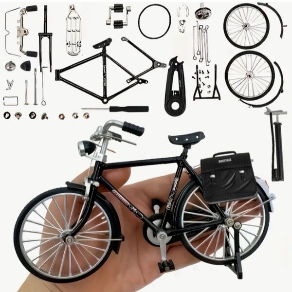 【新品】 ミニチュア自転車組み立てキット フィギュア DIY フィンガーバイク 1/10スケール