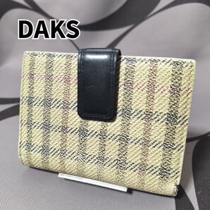 DAKS ダックス 二つ折り財布 チェック柄 PVC レザー
