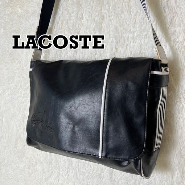 LACOSTE レザー PVC メッセンジャーバッグ ショルダーバッグ