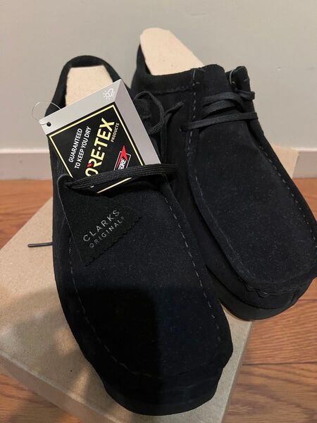 UK10 新品 クラークス ワラビー ゴアテックス ブラックスエード 黒 Clarks Wallabee GTX GORE-TEX