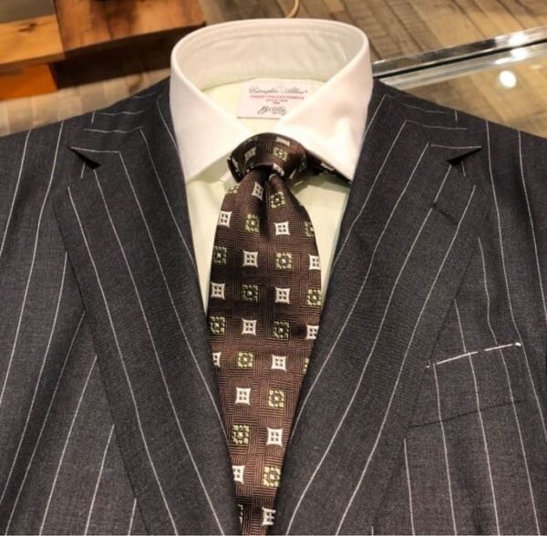 美品 春夏 BEAMS F DRAGO チョークストライプスーツ グレー 50