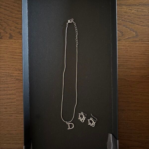 Dior クリスチャンディオールネックレス ピアスセット シルバー