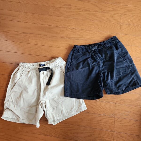 GLAZOS グラソス ハーフパンツ ショートパンツ 150 ベージュ ブラック 2枚セット