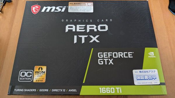 【動作確認済 箱あり】 MSI AERO ITX GeForce GTX1660Ti 6G