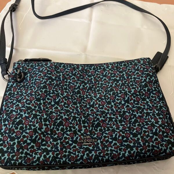 COACH ショルダーバッグ 花柄 ブルー