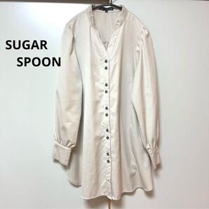 【SUGAR SPOON】 スキッパーシャツチュニック アイボリー フリーサイズ 長袖シャツ ブラウス