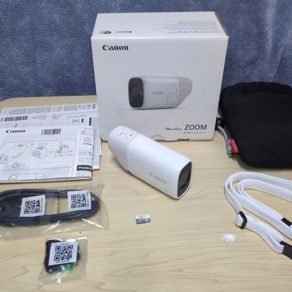 美品 Canon PowerShot ZOOM ホワイト microSDカード他付属品付 コンパクトデジタルカメラ