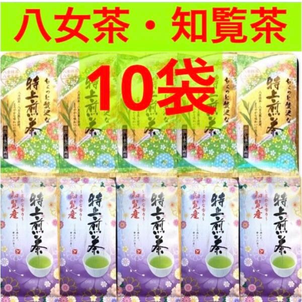 八女茶特上煎茶 知覧産特上煎茶 10袋セット 国産 特上煎茶 お茶 緑茶 八女茶 知覧茶 お茶葉 お茶まとめ売り お得